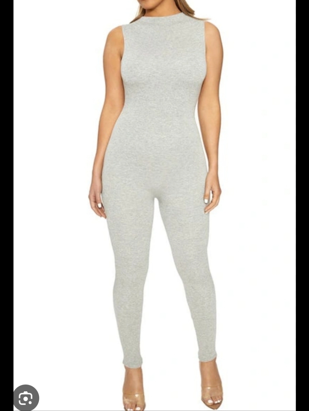 NWT Naked Wardrobe Heather Grey Sleeveless Jumpsuit Mock Neck Bodycon XS